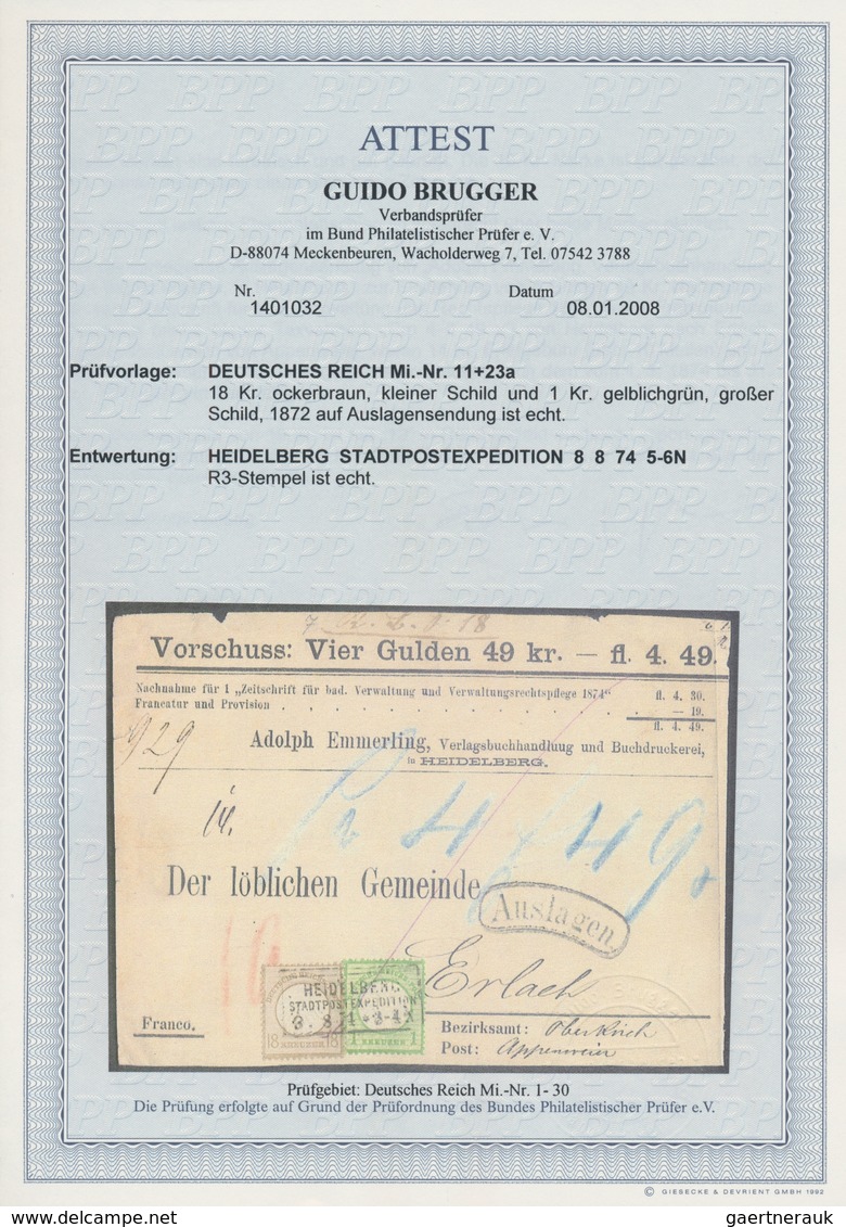 Deutsches Reich - Brustschild: 1872, Kleiner Schild 18 Kr. Und Großer Schild 1 Kr. Auf Auslagen-Vord - Neufs