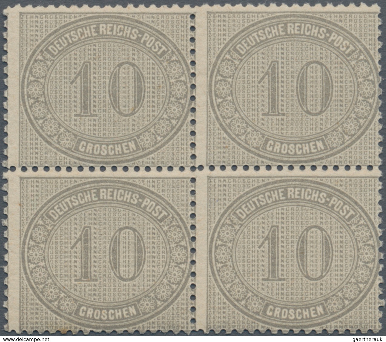 Deutsches Reich - Brustschild: 1872, Innendienstmarke 10 Gr. Gelbgrau Im POSTFRISCHEN Viererblock  - - Unused Stamps