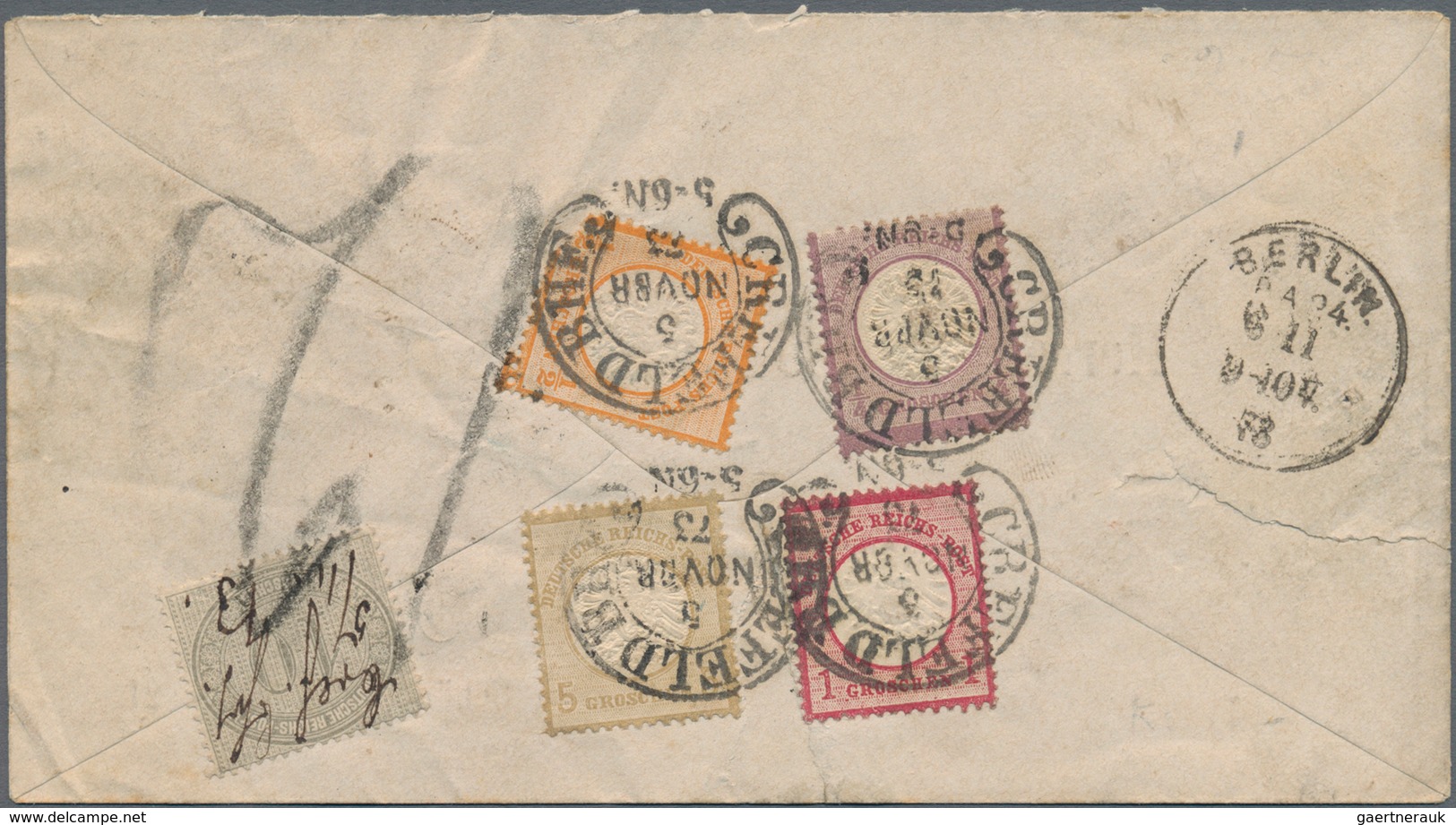 Deutsches Reich - Brustschild: 1872, Innendienst 10 Gr.+¼Gr.+½Gr.+1Gr.+5Gr. BRUSTSCHILD-FÜNF-FARBEN- - Unused Stamps