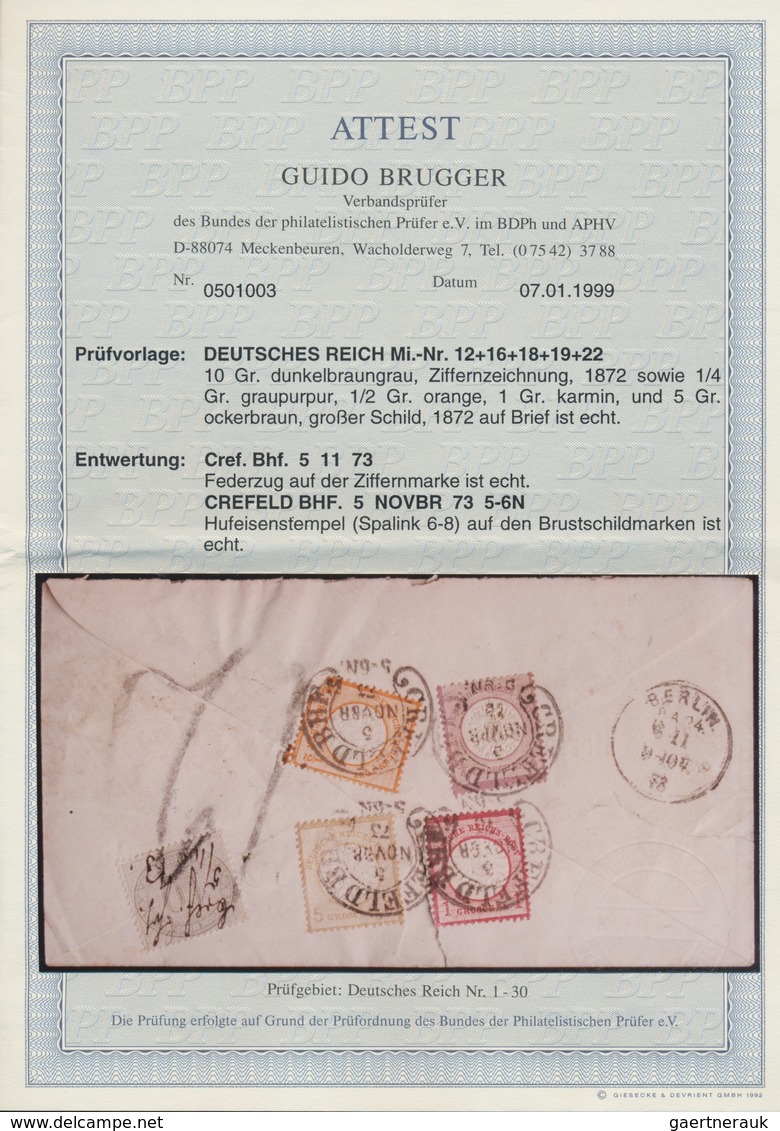 Deutsches Reich - Brustschild: 1872, Innendienst 10 Gr.+¼Gr.+½Gr.+1Gr.+5Gr. BRUSTSCHILD-FÜNF-FARBEN- - Neufs