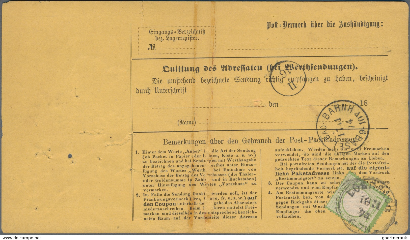 Deutsches Reich - Brustschild: 1874, PAKET NACH MAILAND: Innendienstmarke 10 Gr. Grau (2) Mit Handsc - Neufs
