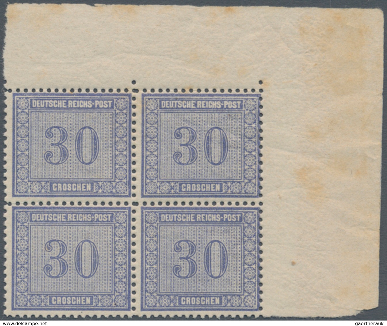 Deutsches Reich - Brustschild: 1872, Innendienstmarke 30 Gr. Graublau Im POSTFRISCHEN Rechten Oberen - Unused Stamps