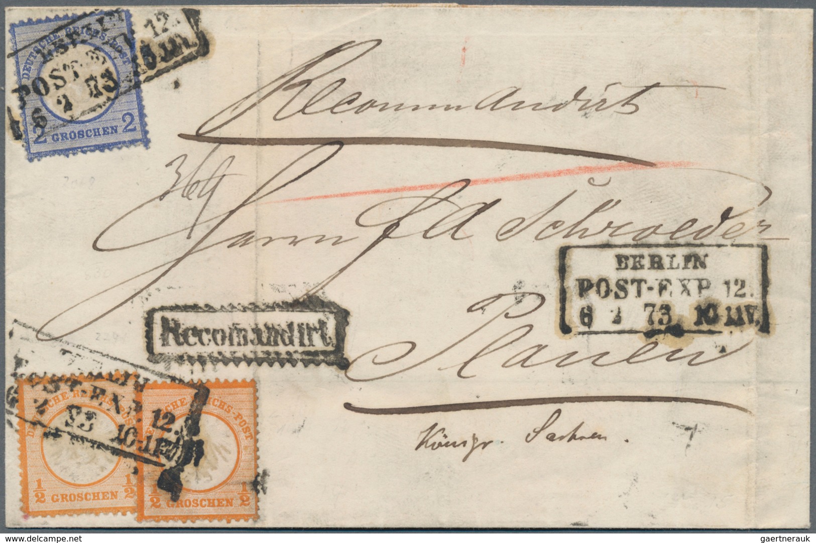 Deutsches Reich - Brustschild: 1872, Kleiner/Großer Schild Je Einmal ½ Groschen Orange + 2 Gr. Auf E - Unused Stamps