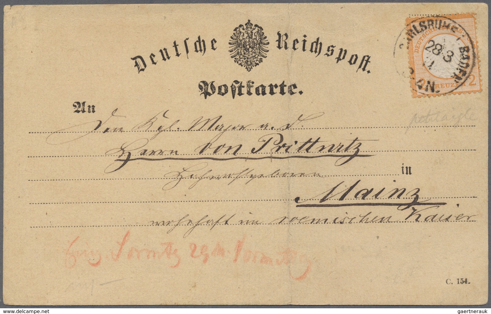 Deutsches Reich - Brustschild: 1874, 28.3.: 2 Kr. Kleiner Brustschild Als Einzelfrankatur Auf Reichs - Ungebraucht