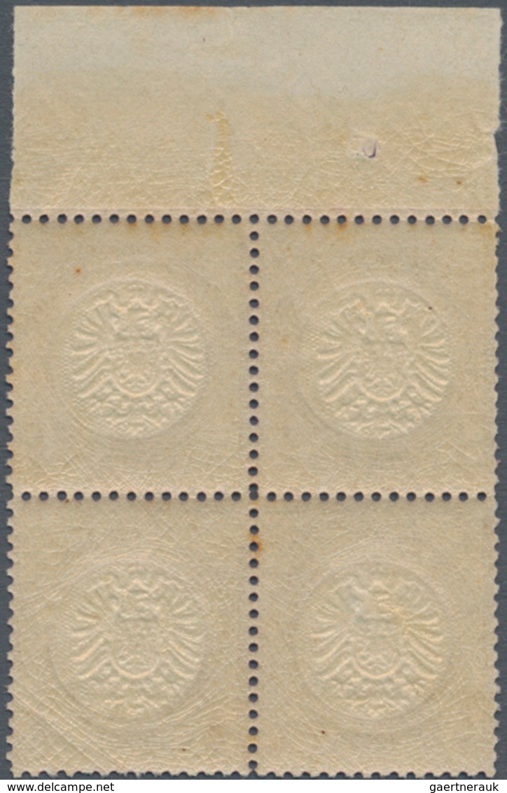 Deutsches Reich - Brustschild: 1872, Großer Schild ¼ Gr Violett POSTFRISCHER Oberrand-Viererblock Mi - Neufs