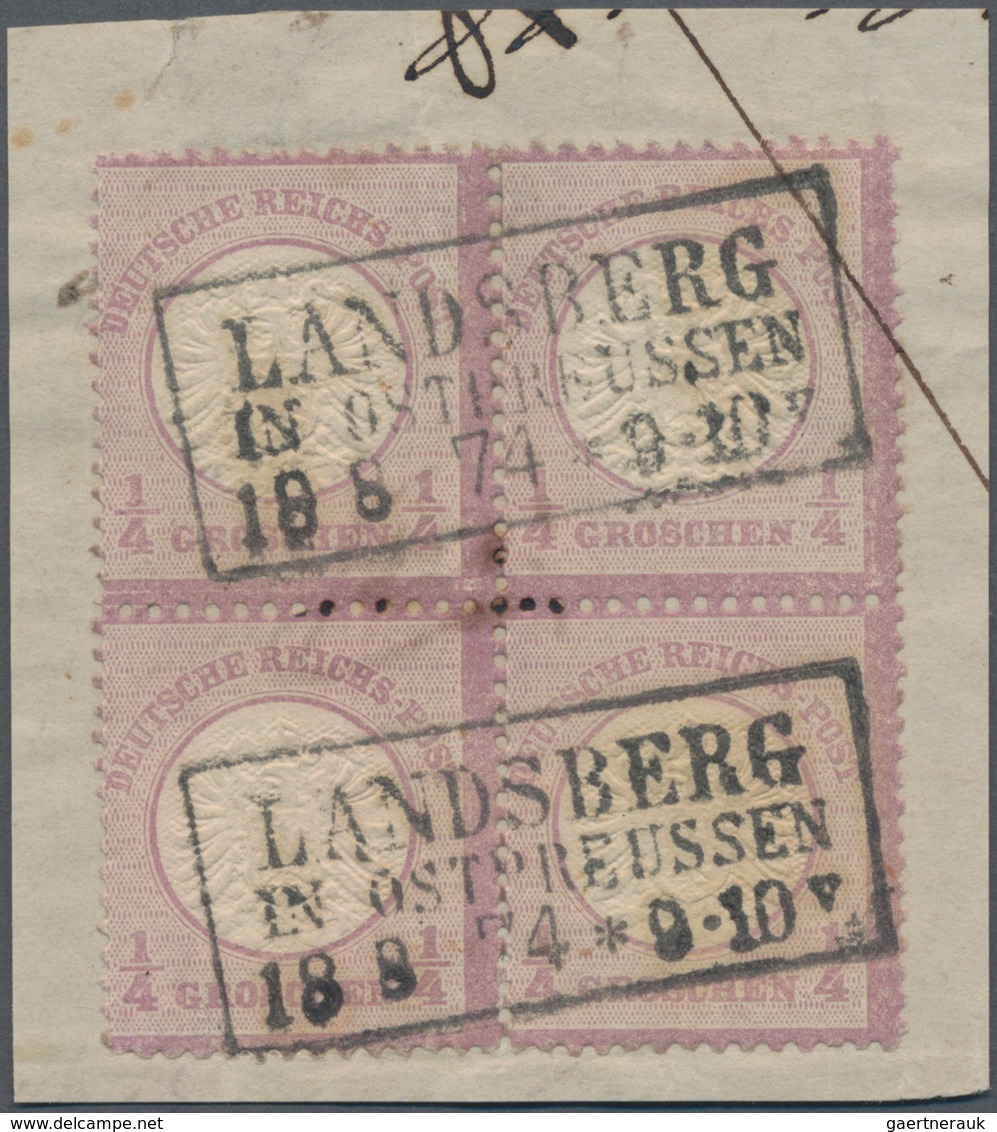 Deutsches Reich - Brustschild: 1872, Großer Schild ¼ Gr. Graupurpur Im Viererblock Auf Briefstück Mi - Ungebraucht