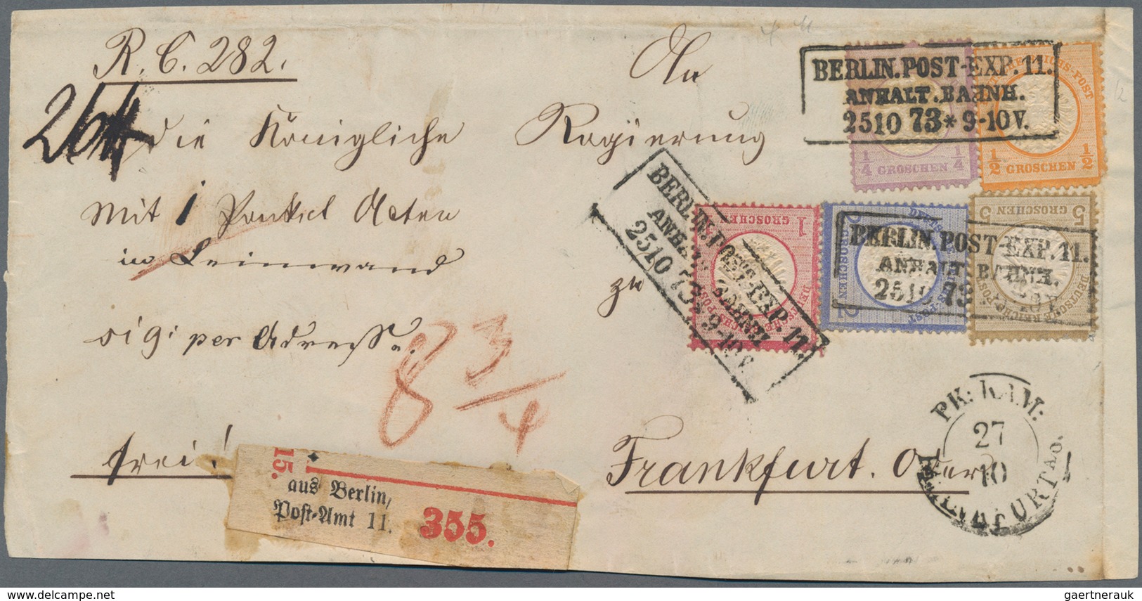 Deutsches Reich - Brustschild: 1872, Großer Schild ¼ Gr, ½ Gr, 1 Gr, 2 Gr U. 5 Gr Als FÜNFFARBENFRAN - Unused Stamps