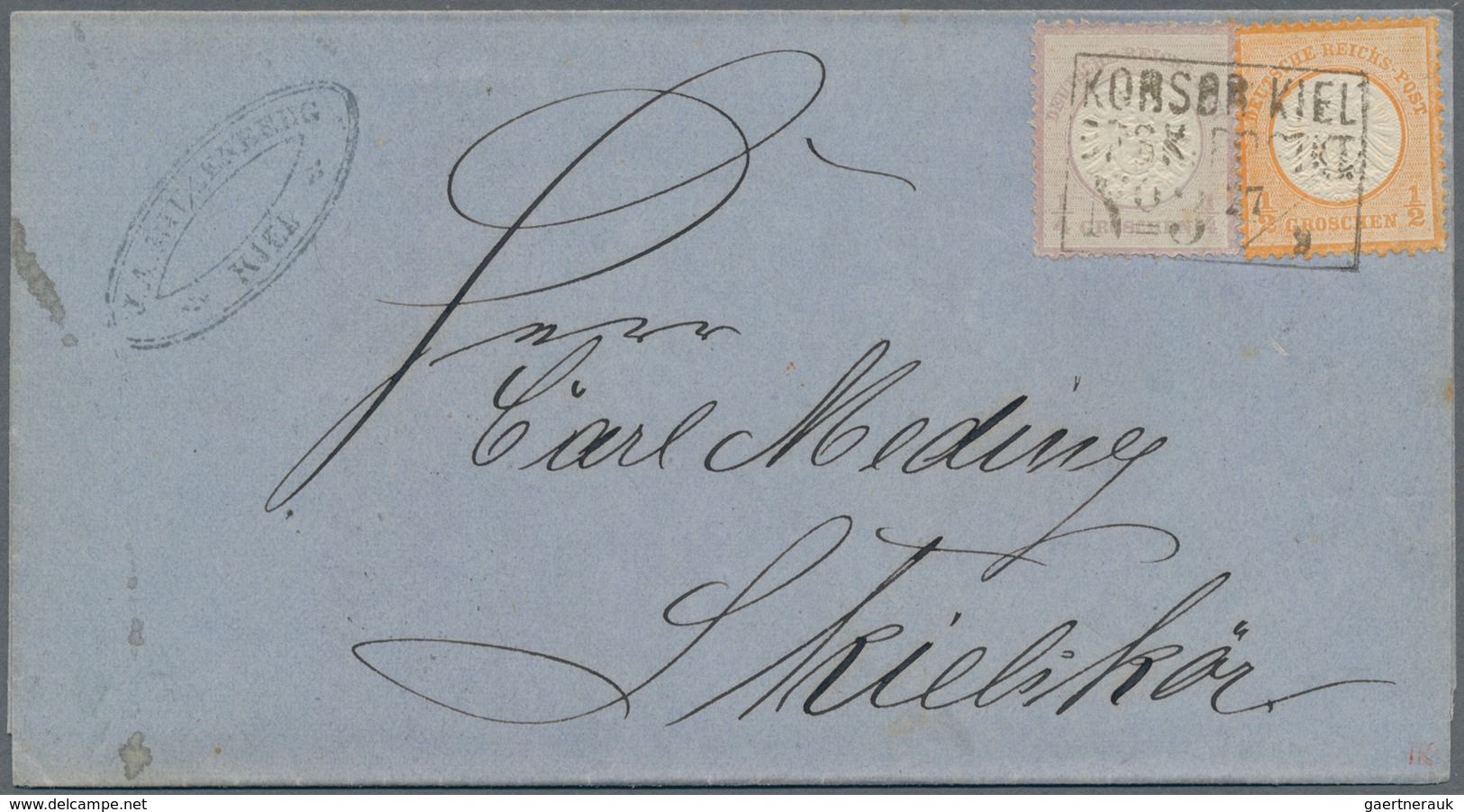 Deutsches Reich - Brustschild: 1872 Brief ¼Gr.+½Gr. Mit DÄNISCHEM SCHIFFPOST-Ra3 "KORSOR KIEL DPSK P - Unused Stamps