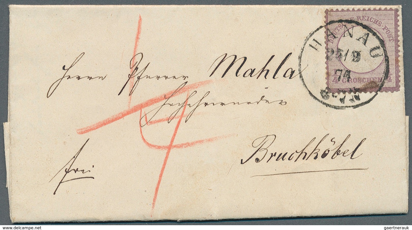 Deutsches Reich - Brustschild: 1874, 1/4 Gr. Großer Schild Lebhaftgraupurpur, Marke Mit Schwacher Pr - Ungebraucht