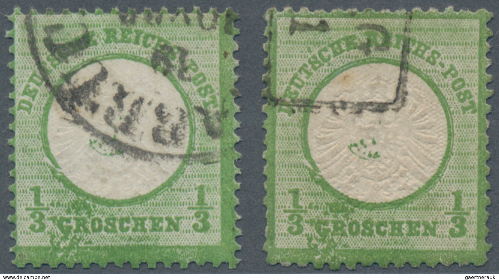 Deutsches Reich - Brustschild: 1872, Großer Schild 1/3 Gr Hellgrün Zweimal Gestempelt Mit Plattenfeh - Unused Stamps