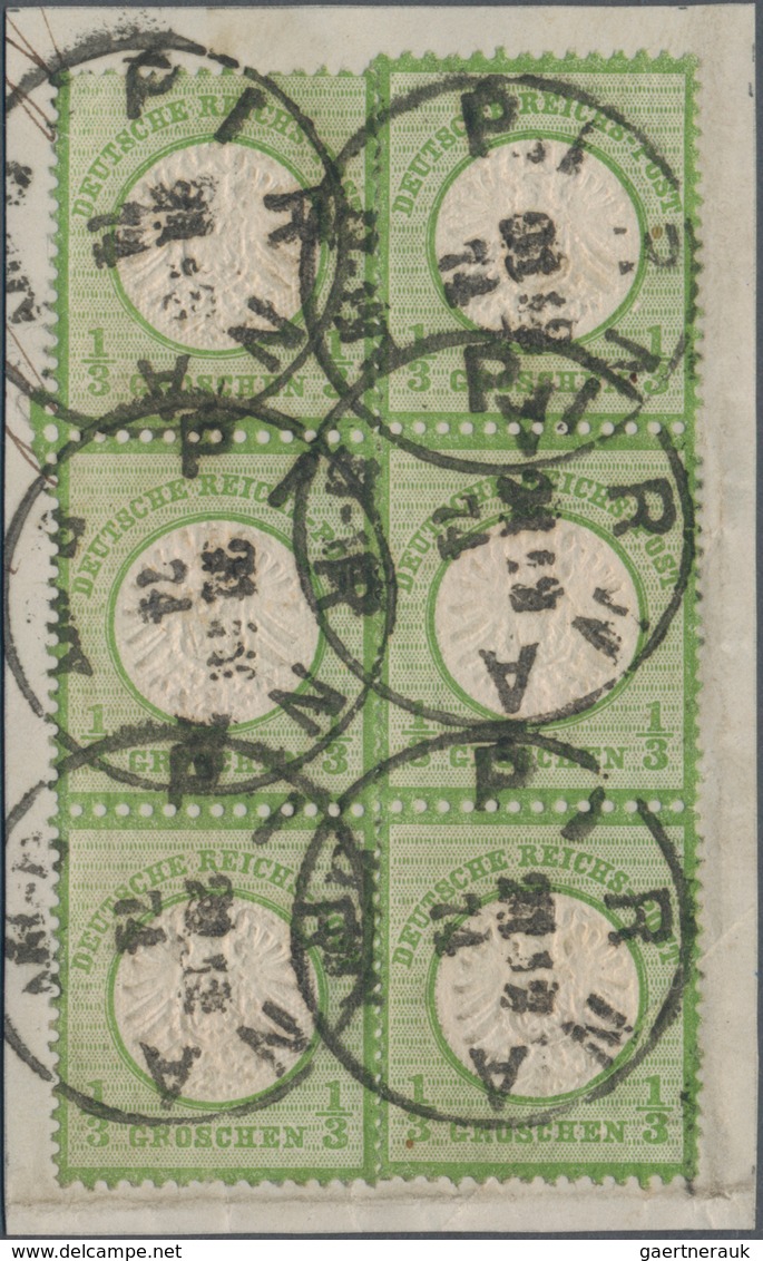 Deutsches Reich - Brustschild: 1872, Großer Schild 1/3 Gr Hellgrün, Zwei Dreierstreifen Als Sechserb - Ungebraucht