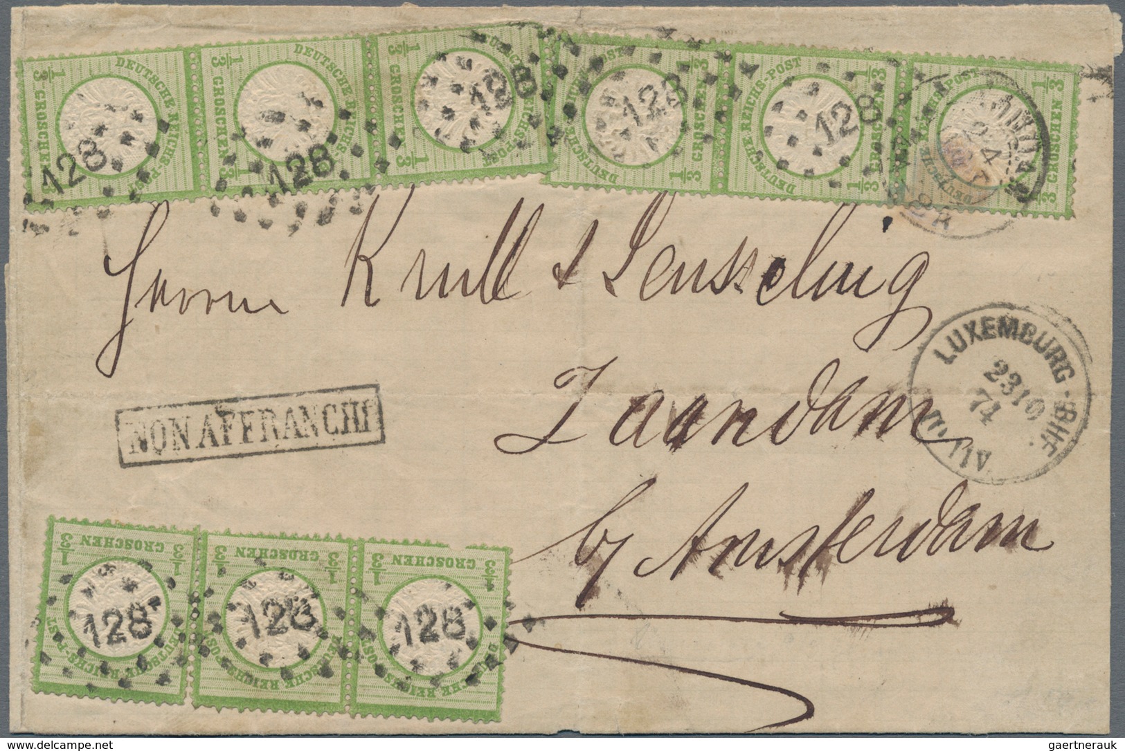 Deutsches Reich - Brustschild: 1874, EINHEITEN-MEHRFACHFRANKATUR Mit FREMDENTWERTUNG: Großer Schild - Neufs