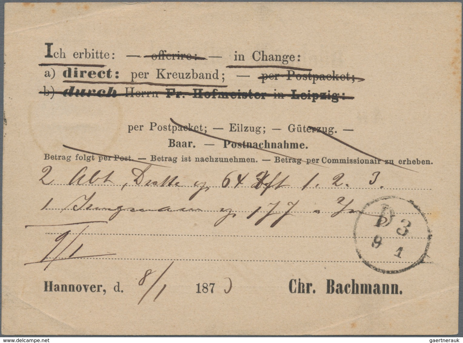 Deutsches Reich - Brustschild: 1872, Großer Schild 1/3 Gr. Hellgrün Auf Vordruck-Bücherzettel Mit K1 - Nuevos