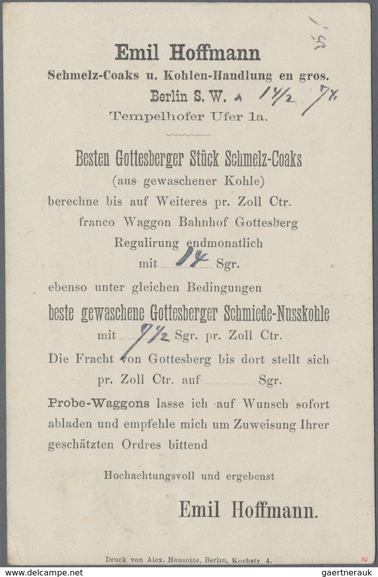 Deutsches Reich - Brustschild: 1872, Großer Schild 1/3 Gr. Hellgrün Auf Privater Vordruck-Karte Mit - Neufs