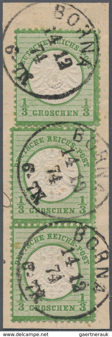 Deutsches Reich - Brustschild: 1872, Großer Schild 1/3 Gr. Dunkelgrün, Paar+Einzelmarke Auf Briefst. - Unused Stamps