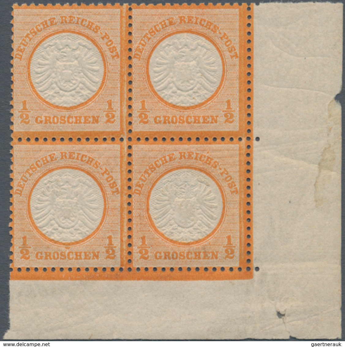 Deutsches Reich - Brustschild: 1872, Großer Schild ½ Gr. Orange, Farbfrischer, Gut Gezähnter, Gepräg - Unused Stamps