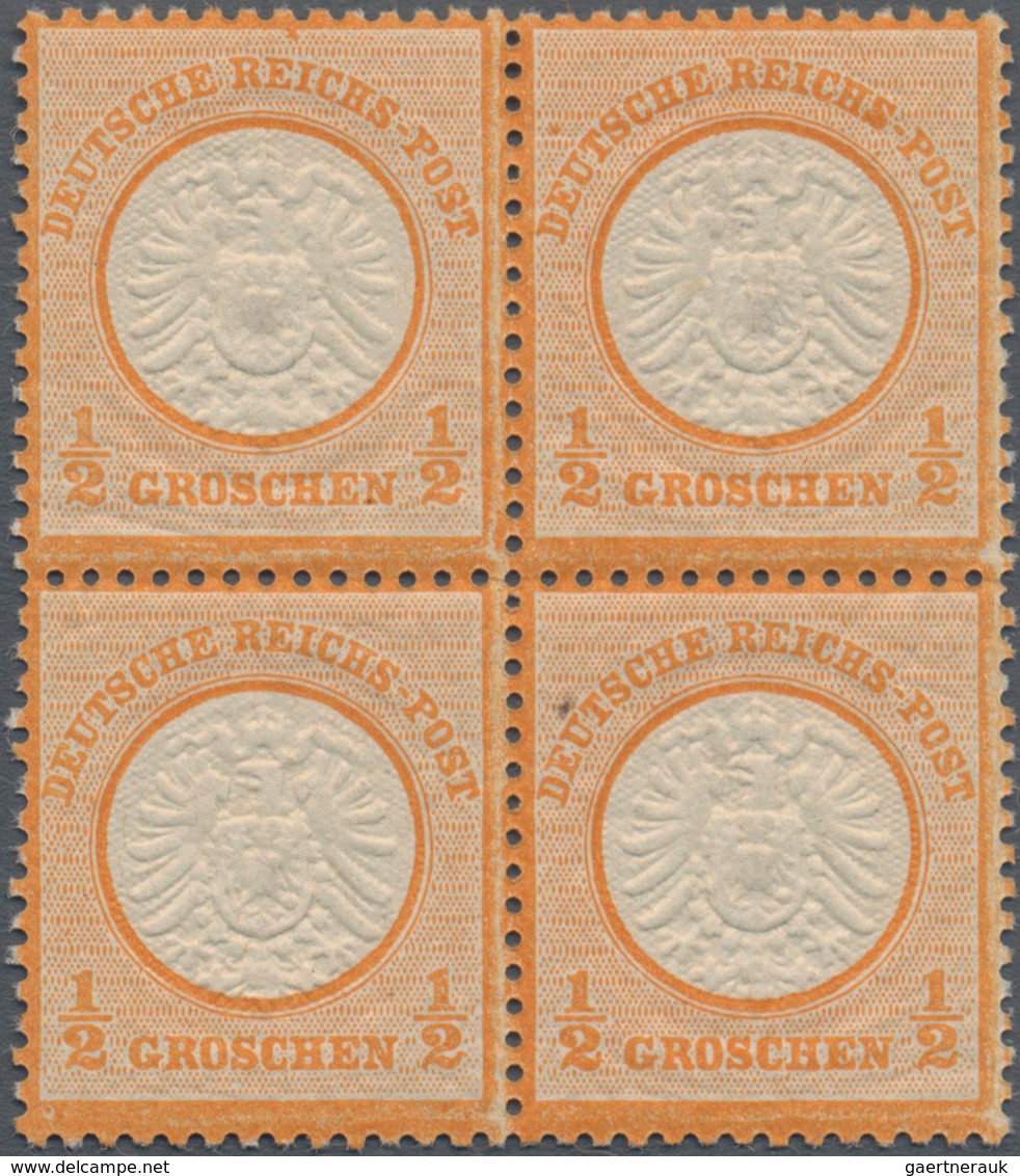 Deutsches Reich - Brustschild: 1872, Großer Schild ½ Gr. Orange Postfrischer Viererblock Mit PLF VII - Ungebraucht