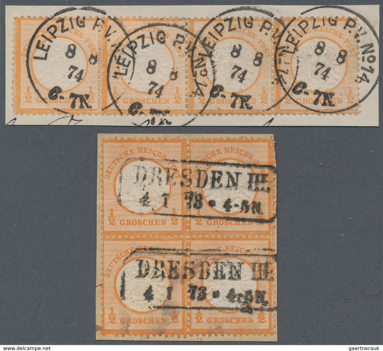 Deutsches Reich - Brustschild: 1872, 1/2 Groschen Orange Großer Schild Im Waager. 4er-Streifen Und D - Unused Stamps