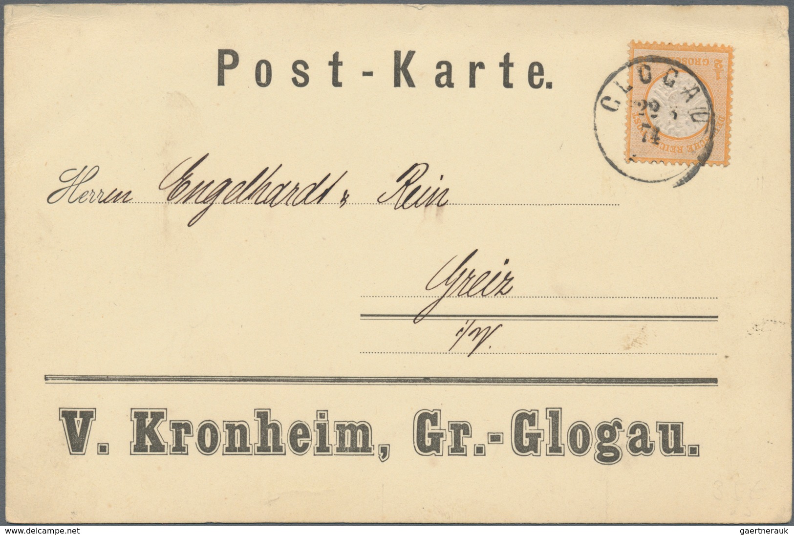 Deutsches Reich - Brustschild: 1872, Großer Schild ½ Gr. Orange Auf Privater Vordruck-Postkarte Mit - Ungebraucht