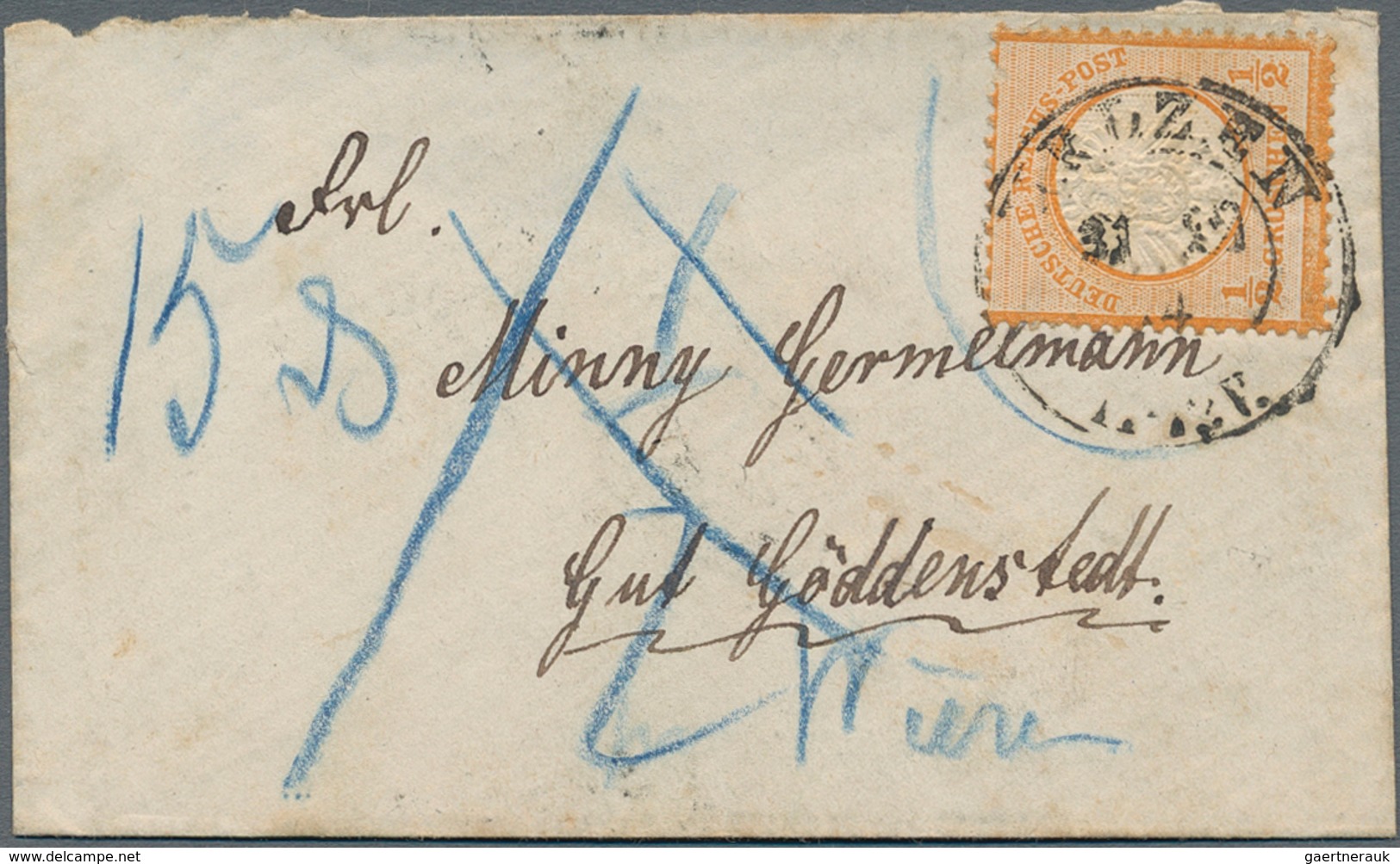 Deutsches Reich - Brustschild: 1872, 1/2 Gr Großer Schild Als EF Auf Kleinem Damenbriefchen Vom 31.1 - Neufs