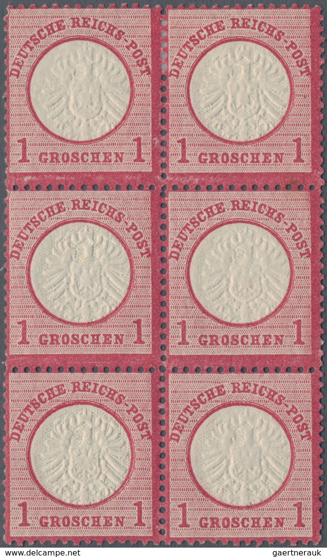 Deutsches Reich - Brustschild: 1872, Großer Schild 1 Gr. Karmin, Sechserblock Dabei Vier Marken POST - Neufs