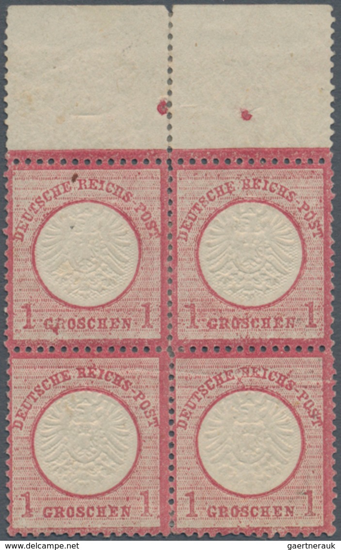 Deutsches Reich - Brustschild: 1872, Großer Schild 1 Gr. Karmin, Ungebrauchter Viererblock Mit Oberr - Unused Stamps