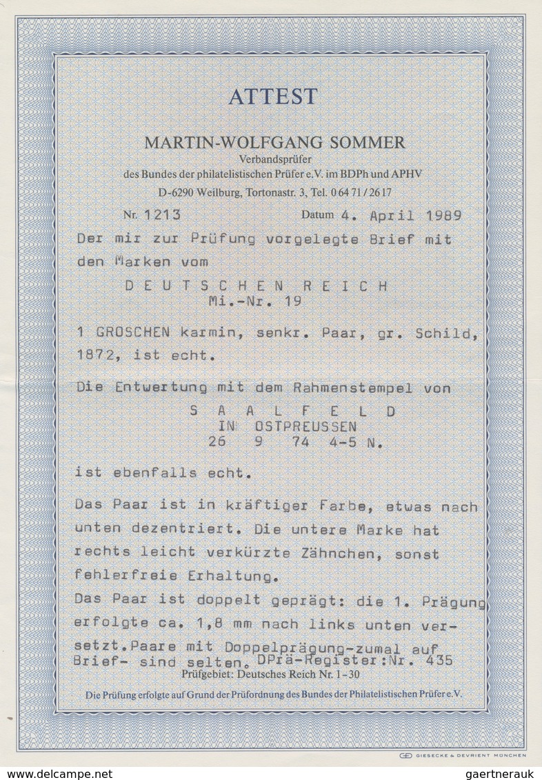 Deutsches Reich - Brustschild: 1872, Großer Schild 1 Gr. Karmin Doppelprägung Des Mittelstückes Im P - Unused Stamps