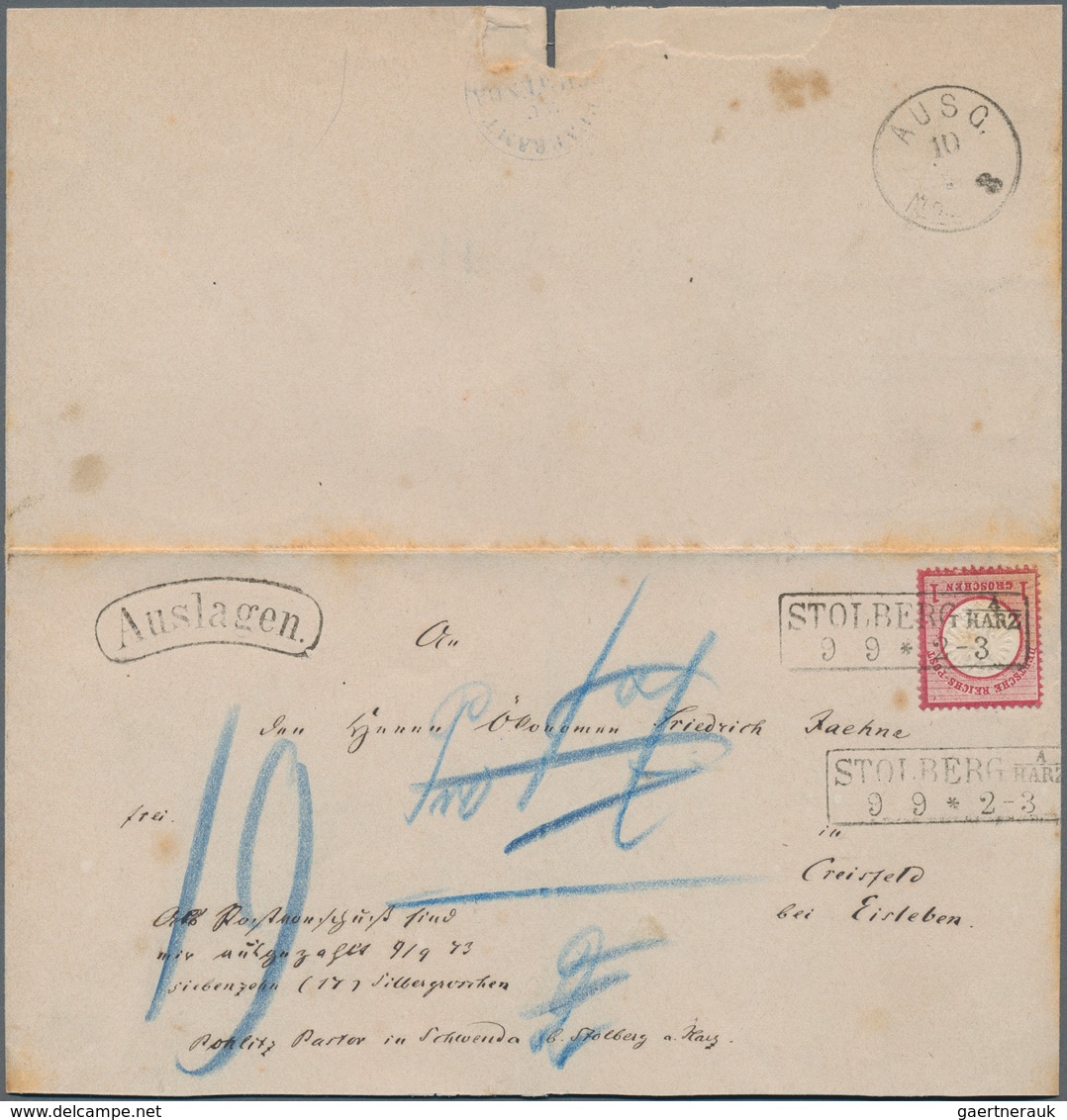 Deutsches Reich - Brustschild: 1872, Großer Schild 1 Gr Rot Auf "Auslagen"-Brief Mit Ra3 "STOLBERG A - Unused Stamps