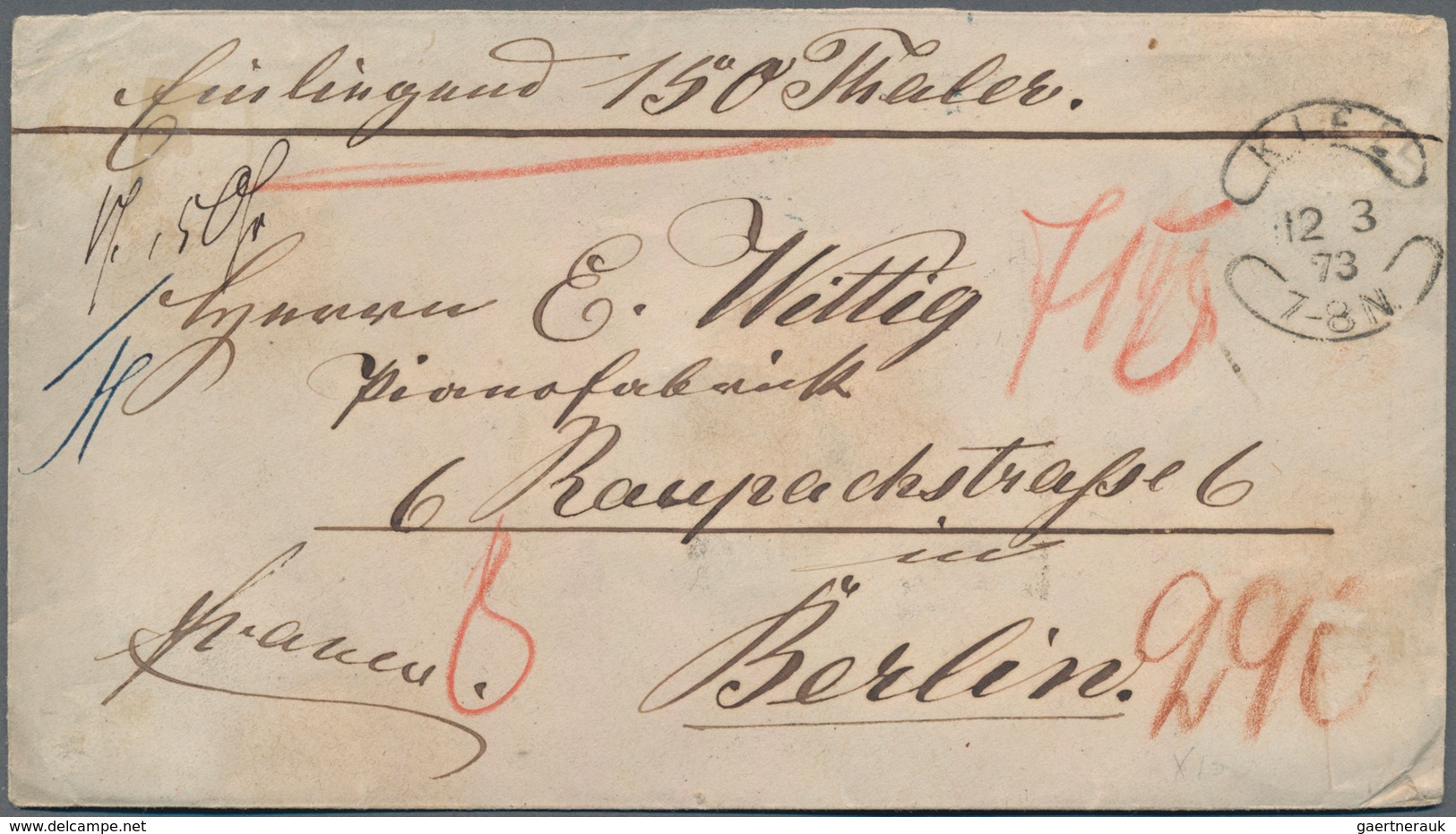 Deutsches Reich - Brustschild: 1872, Großer Schild 1 Gr, 2 Gr U. 5 Gr Als Dreifarben-Frankatur Rücks - Neufs