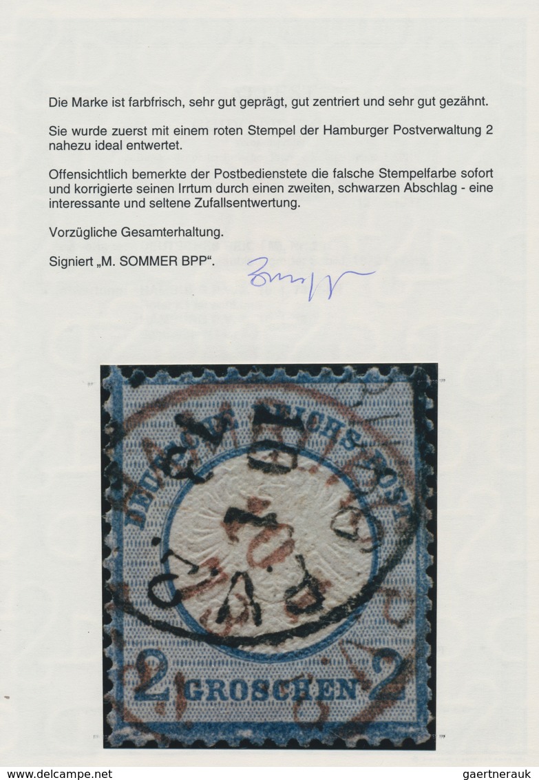 Deutsches Reich - Brustschild: 1872, Großer Schild 2 Gr. Graublau Mit ROTEM Und Schwarzem K1 "HAMBUR - Unused Stamps