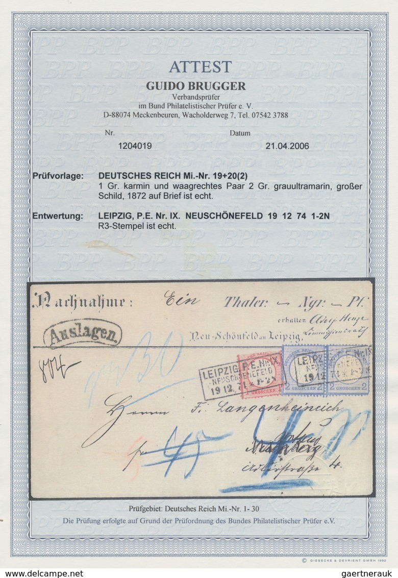 Deutsches Reich - Brustschild: 1872, Gr. Schild 2 Gr. Im Paar + 1 Gr. Auf Vorgedrucktem RETOUR-NACHN - Neufs