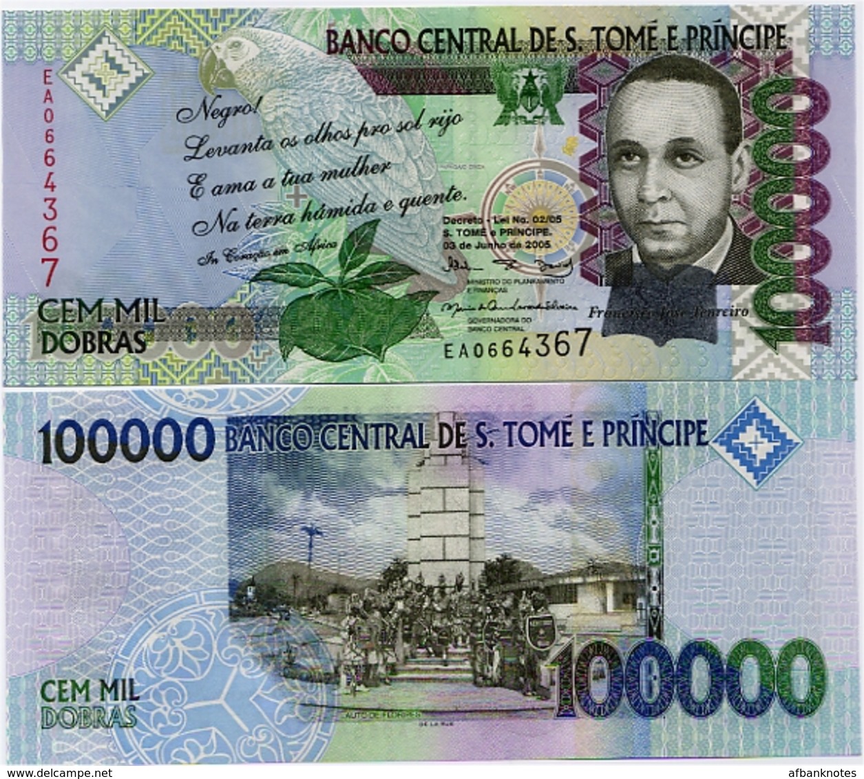 SAINT THOMAS & PRINCE       100,000 Dobras       P-69a       3.6.2005       UNC  [ 100000 ] - San Tomé E Principe