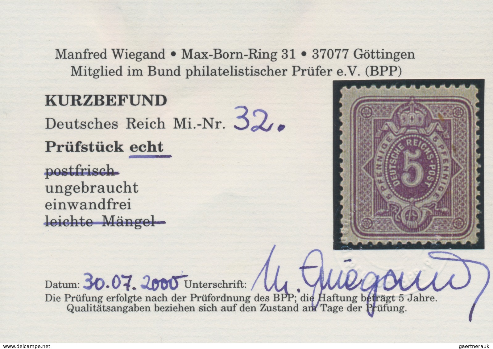 Deutsches Reich - Pfennige: 1875, Freimarken Pfennige Vier Sauber Ungebrauchte Werte Zu 3 Pfe, 5 Pfe - Covers & Documents