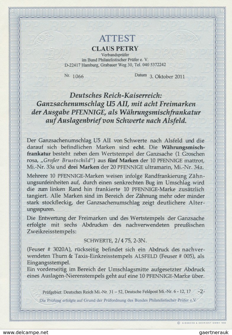 Deutsches Reich - Pfennige: 1875, Auslagenbrief In Seltener Währungsmischfrankatur 1 Groschen Ganzsa - Covers & Documents