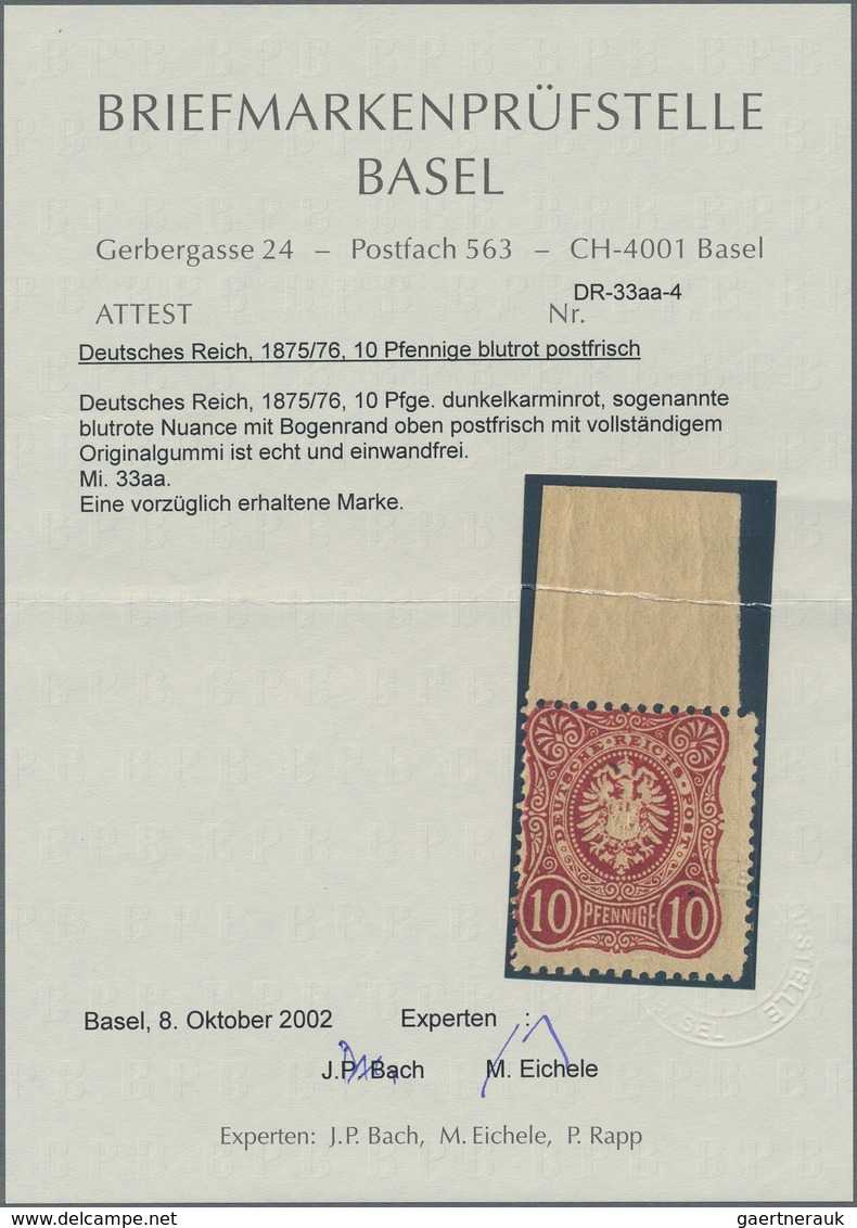 Deutsches Reich - Pfennige: 1875, 10 Pfge. Lilarot, Postfrisches, Etwas Dezentriertes Prachtstück Vo - Brieven En Documenten
