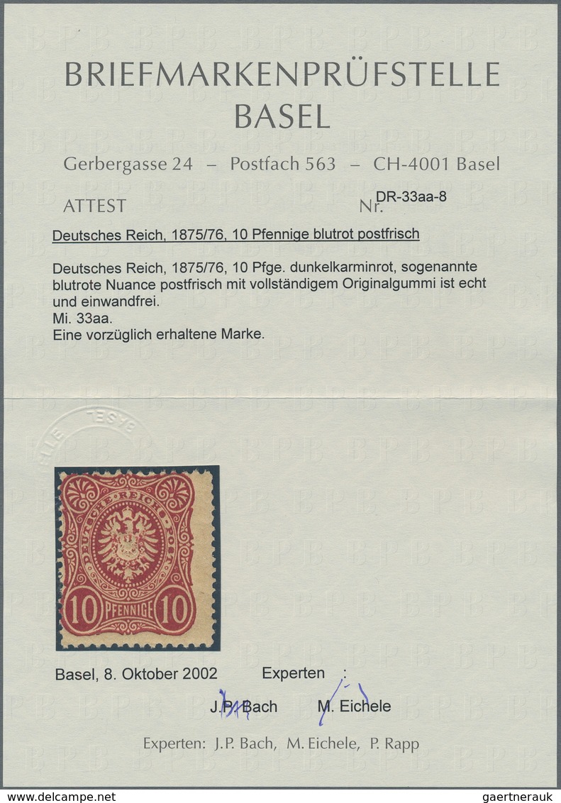 Deutsches Reich - Pfennige: 1875, 10 Pfge. Lilarot, Postfrisches, Etwas Dezentriertes Prachtstück Oh - Briefe U. Dokumente
