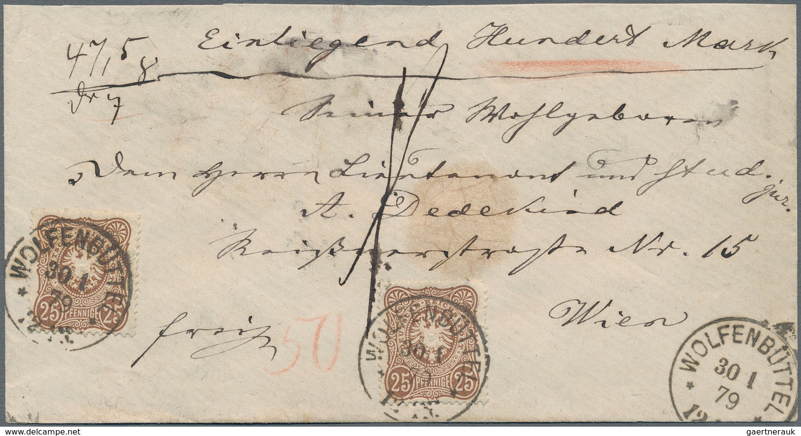 Deutsches Reich - Pfennige: 1877/1879, Zwei Briefe Aus Gleicher Korrespondenz: 25 Pfge Und 5 Pfge Au - Covers & Documents