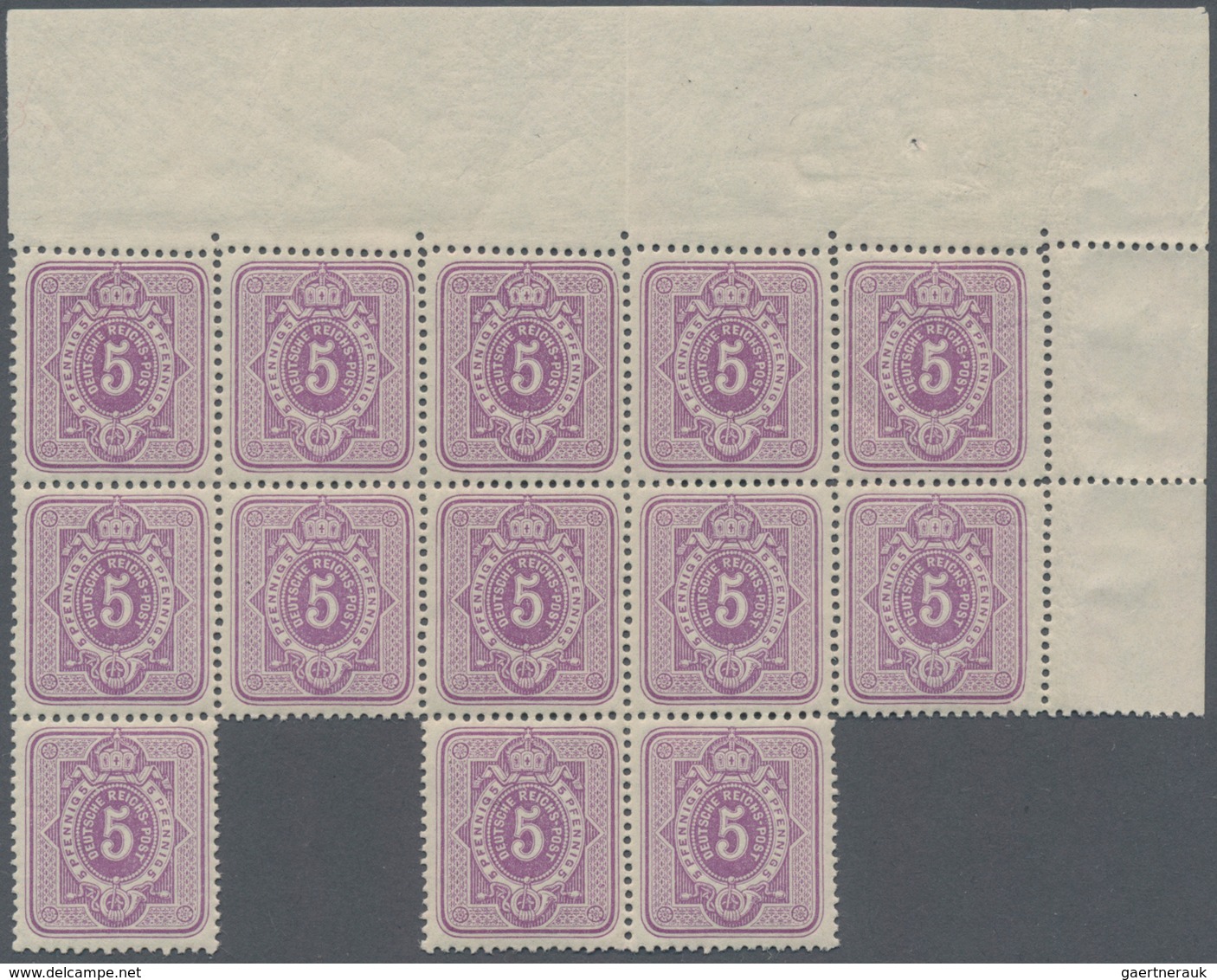 Deutsches Reich - Pfennig: 1880, Postfrische 13er-Einheit Der Frühauflage Vom Rechten Oberen Bogenra - Unused Stamps