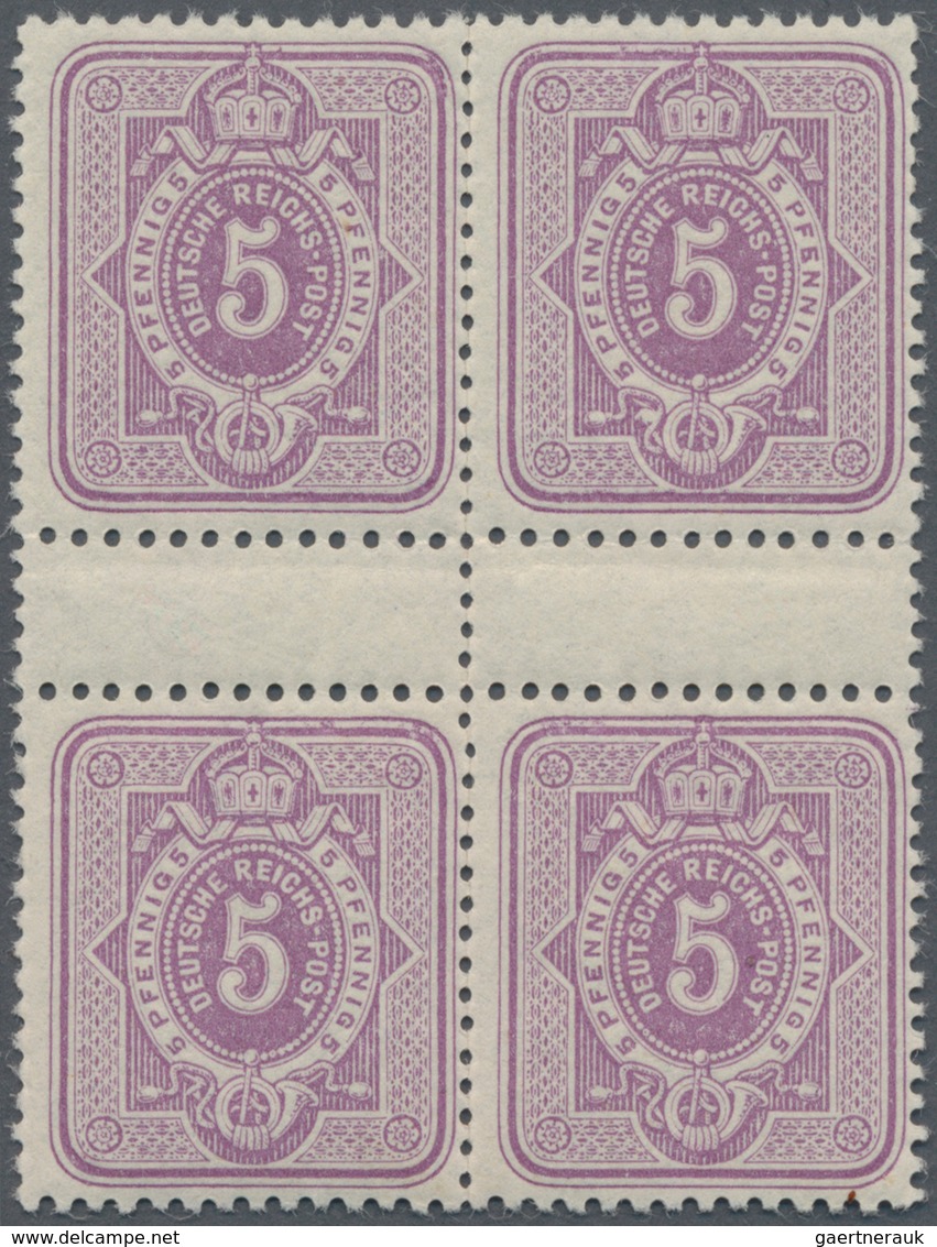 Deutsches Reich - Pfennig: 1880, 5 Pfg. Frühauflage, 2 Senkrechte Zwischenstegpaare Als Dekorativer - Unused Stamps