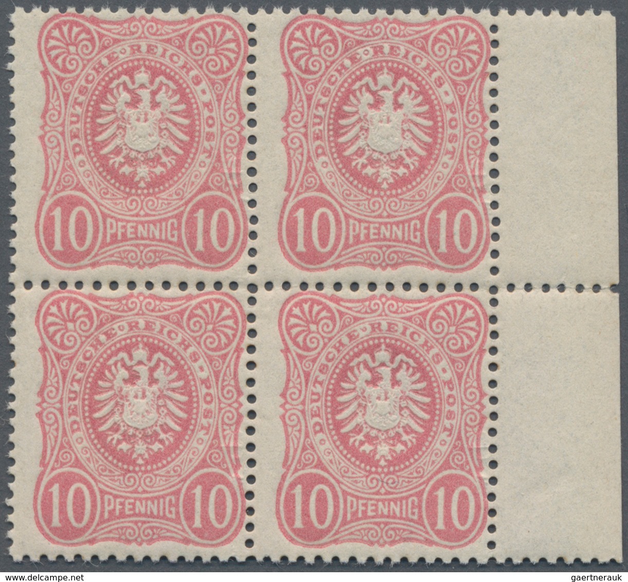 Deutsches Reich - Pfennig: DEUTSCHES REICH, 10 Pfg. Frühauflage Im Postfrischen Rand-Viererblock. Re - Unused Stamps