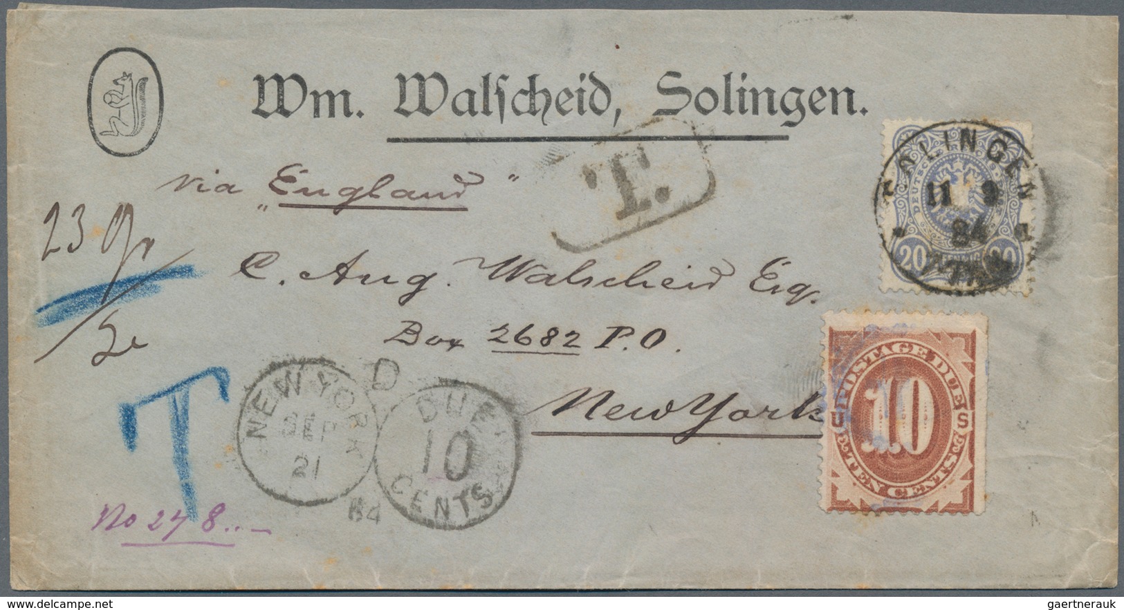 Deutsches Reich - Pfennig: 1884, 20 Pf Ultramarin, Einzelfrankatur Auf Firmenbrief Von SOLINGEN, 11. - Nuovi