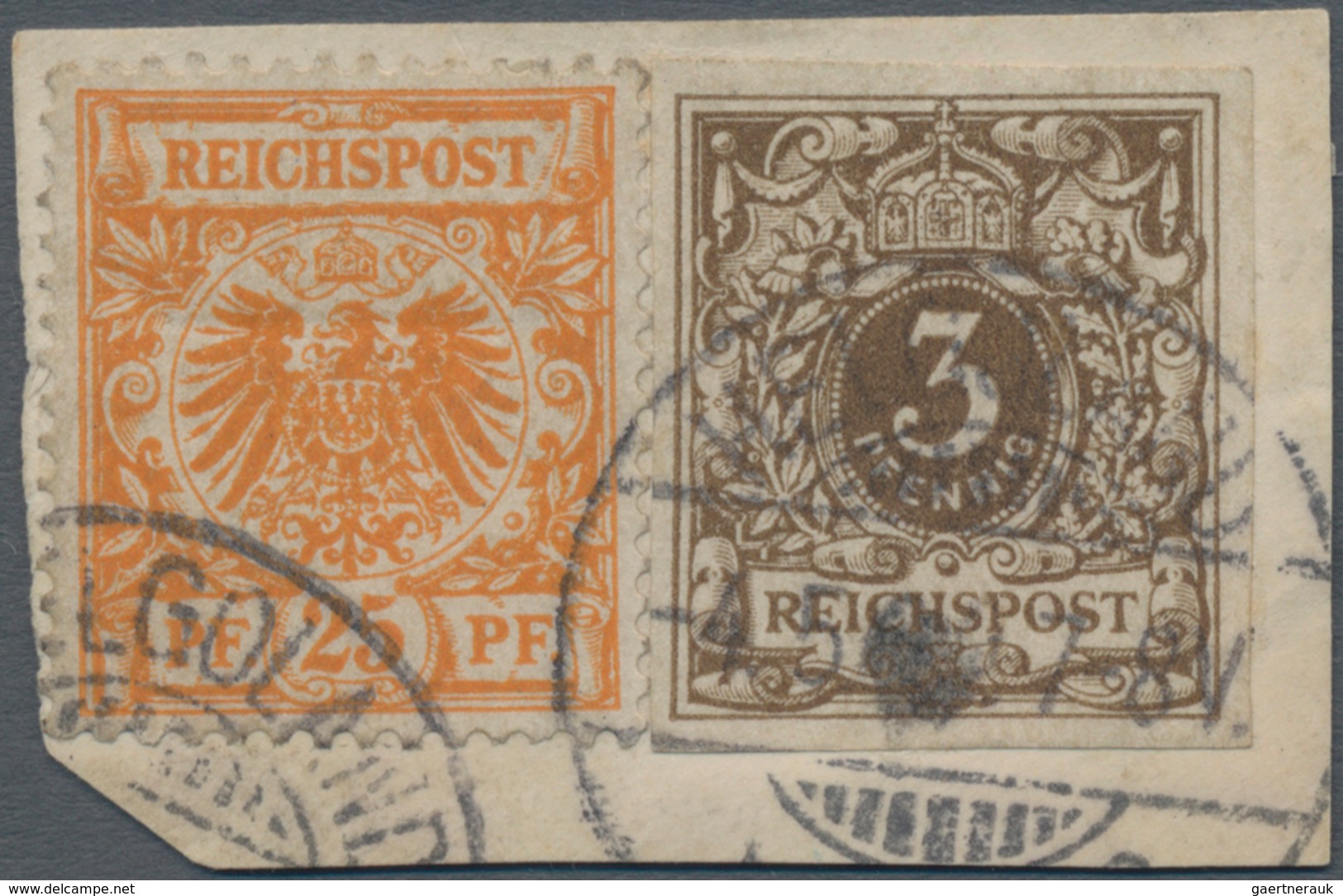 Deutsches Reich - Pfennig: 1889, 3 Pf. Krone/Adler Ungezähnt Und 25 Pf. Krone/Adler Auf Gebrauchtem - Unused Stamps