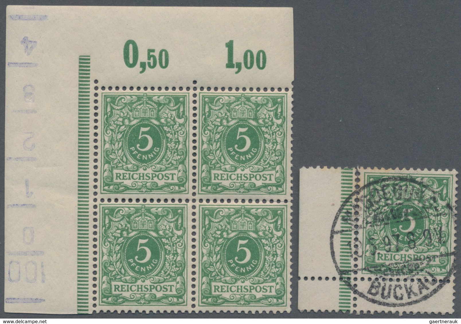 Deutsches Reich - Pfennig: 1889, Freimarken Krone Und Wertziffer 5 Pf Im Postfrischen Eckrandviererb - Unused Stamps