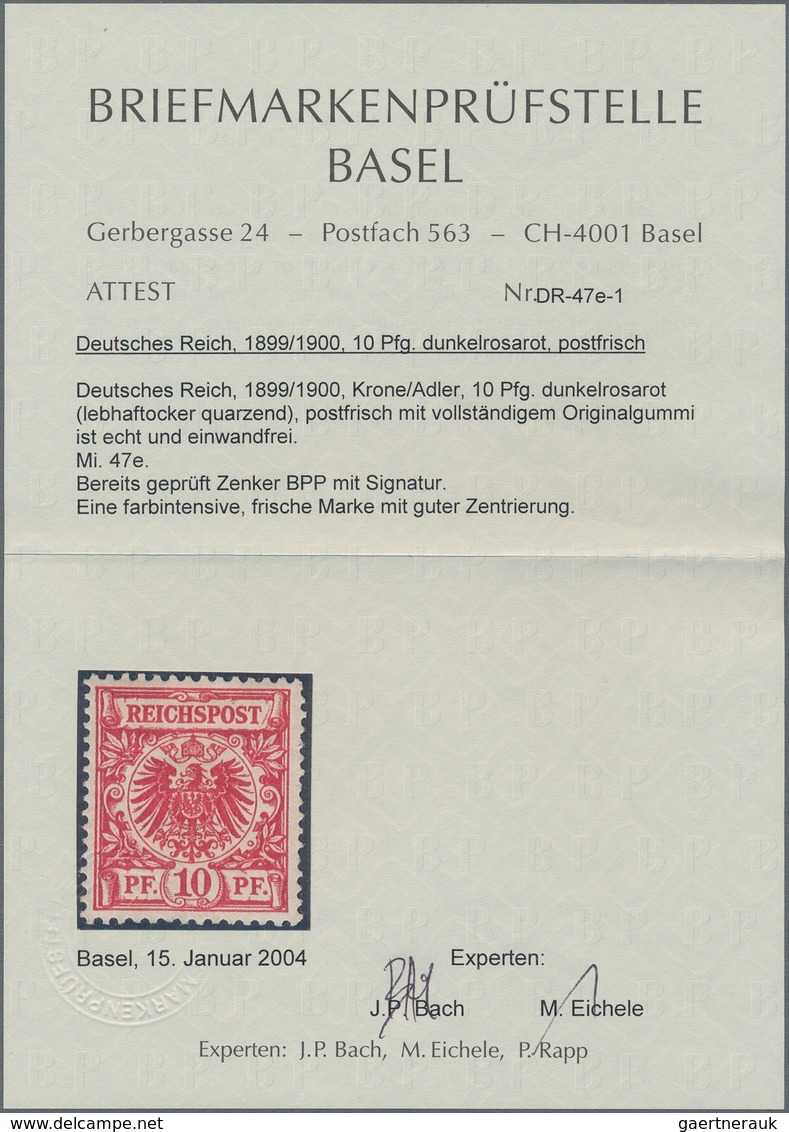 Deutsches Reich - Krone / Adler: 1899/1900, 10 Pf Dunkelrosa Krone/Adler Ungebraucht, Bis Auf Einige - Unused Stamps