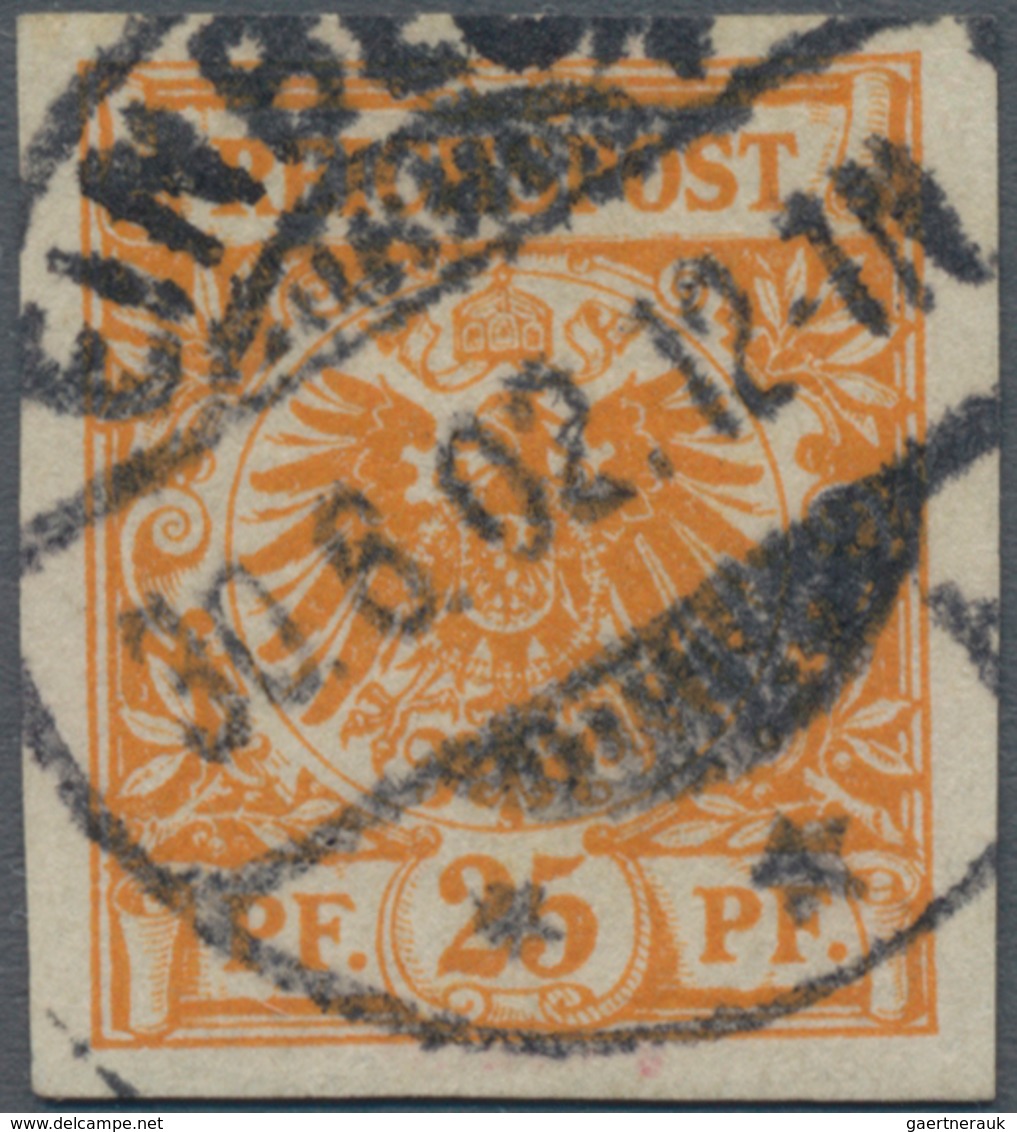 Deutsches Reich - Krone / Adler: 1889: 25 Pfg. Gelborange, Ungezähnte Farbprobe Von 1889, Gestempelt - Ongebruikt