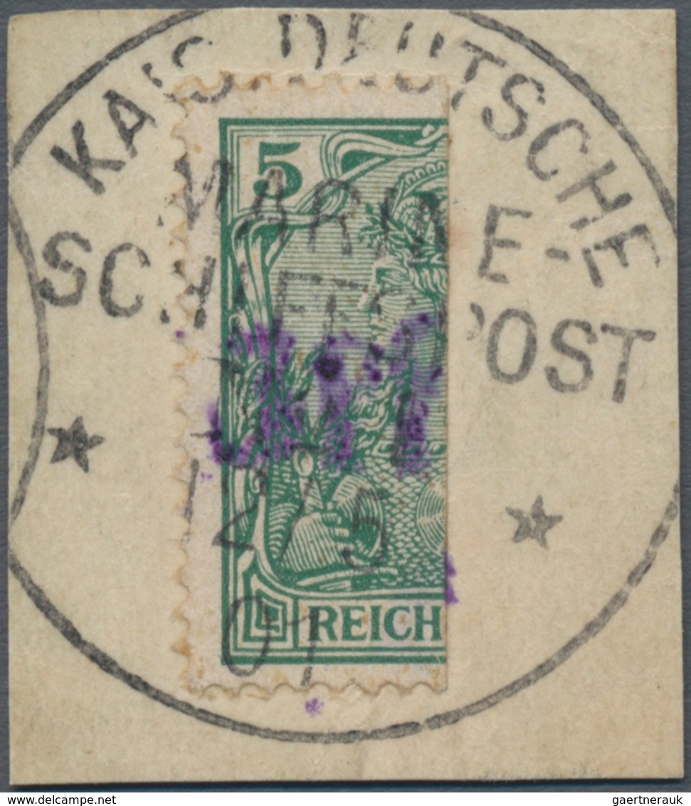 Deutsches Reich - Germania: 1901, VINETA-Provisorium 3 Pf. Auf 5 Pf. Grün, Linke Hälfte, Auf Luxusbr - Other & Unclassified