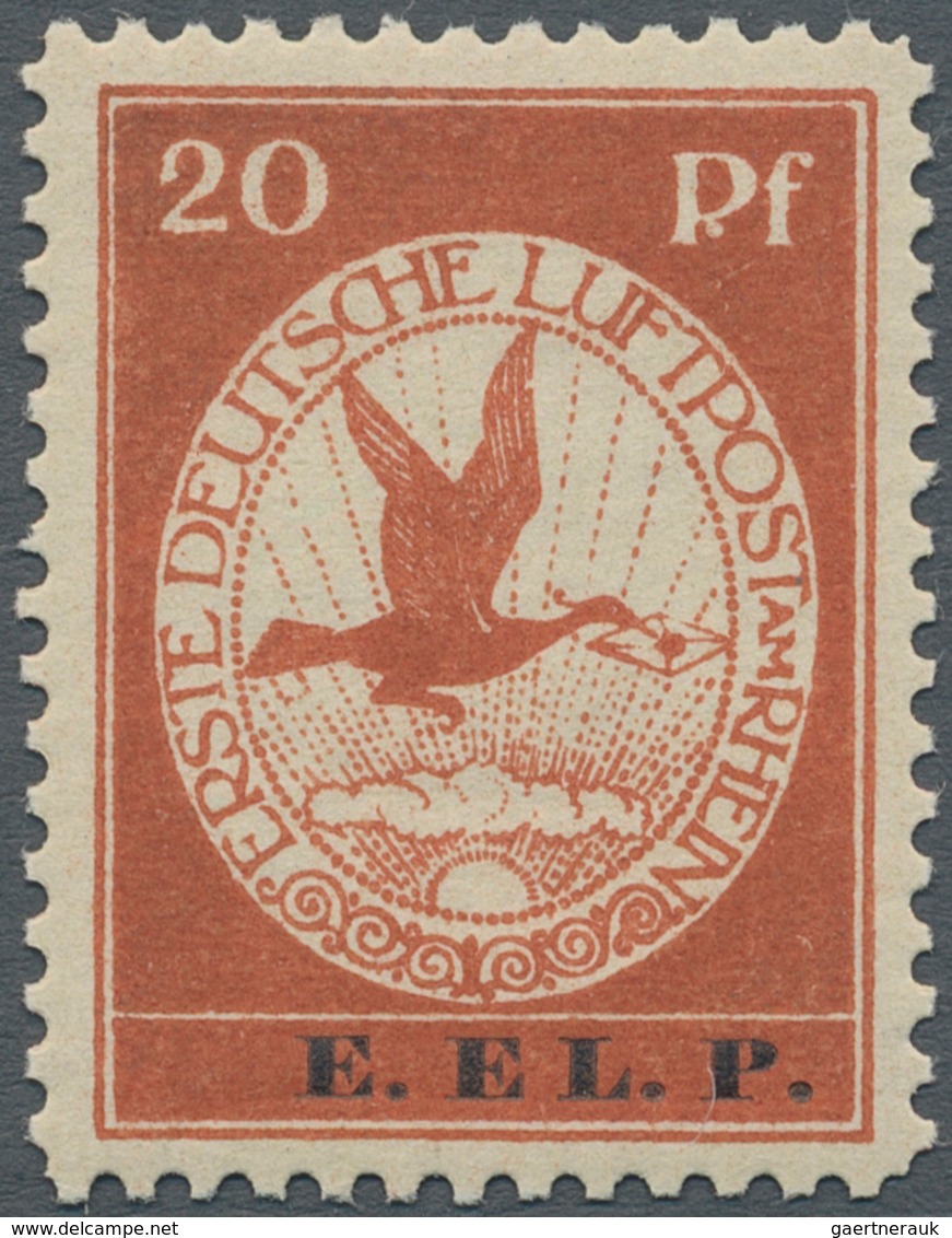 Deutsches Reich - Germania: 1912, 20 Pfg. Flugpost Rhein-Main Mit Aufdruck "E.EL.P." Und PLATTENFEHL - Sonstige & Ohne Zuordnung