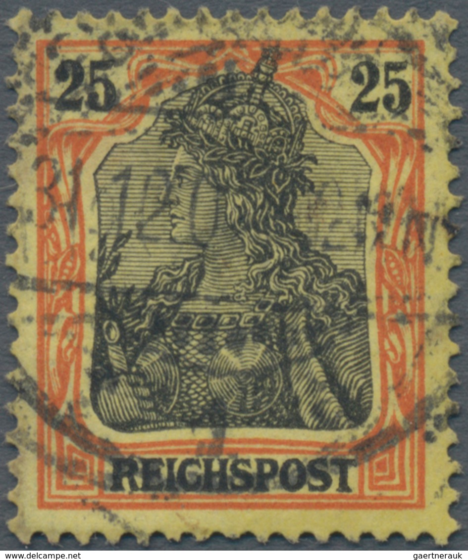 Deutsches Reich - Germania: 1899, 25 Pfg. Germania Mit FETTER INSCHRIFT, Gebrauchte Einzelmarke Mit - Sonstige & Ohne Zuordnung