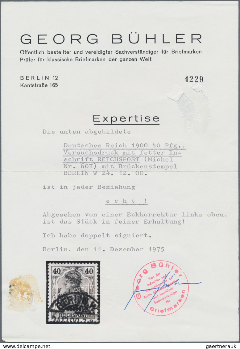 Deutsches Reich - Germania: 1900, 40Pf. GERMANIA, Karmin Auf Schwarz, Sog. Erstdruck Mit Fetter Insc - Other & Unclassified