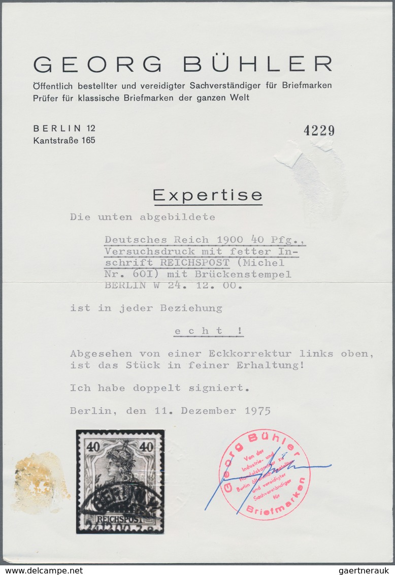 Deutsches Reich - Germania: 1900, 40Pf. GERMANIA, Karmin Auf Schwarz, Sog. Erstdruck Mit Fetter Insc - Andere & Zonder Classificatie